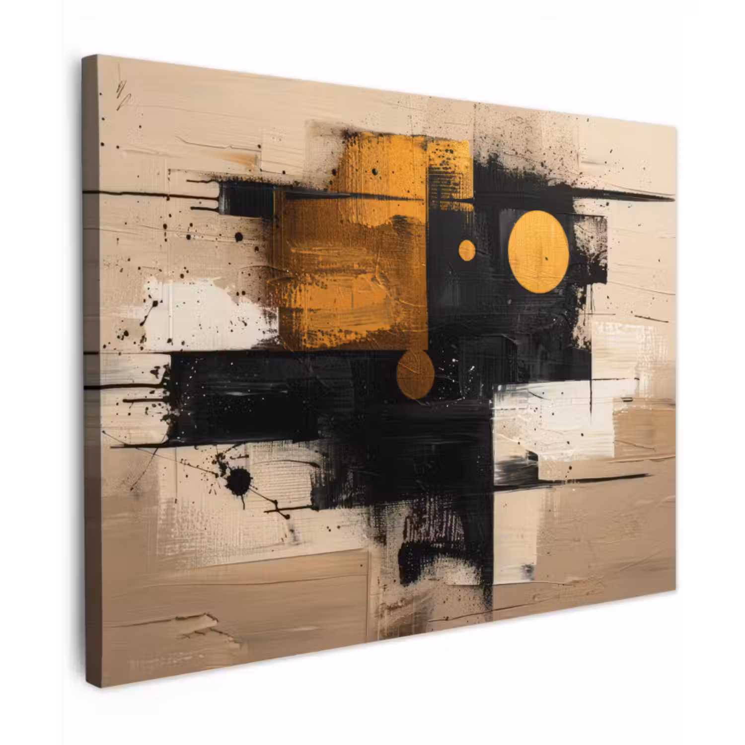 Canvas schilderij - Kunst - Beige - Modern - Goud
