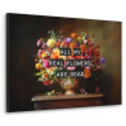 Kleur - Bloemen - Vintage - Bloemenvaas Textielframe - compleet frame klein -3d