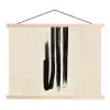 Penseelstreken - Verticaal - Zwart textielposter latten blank klein -3d