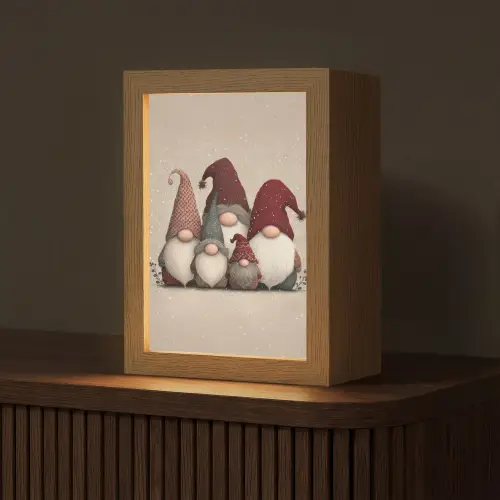Kabouters - Kerst - Sneeuw - Puntmutsen Light Box met kabel (Tafellamp) klein -z3d_website