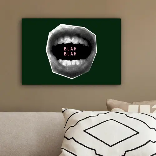 Mond - Groen - Illustratie - BLAH BLAH canvas 2cm klein -sfeer3