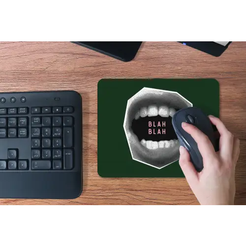 Mond - Groen - Illustratie - BLAH BLAH muismat rubber klein -toetsenbord