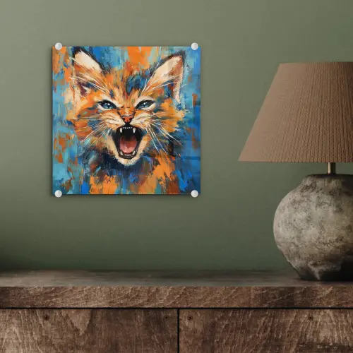 Kat - Kleurrijk - Oranje - Blauw plexiglas 5mm klein -sfeer3
