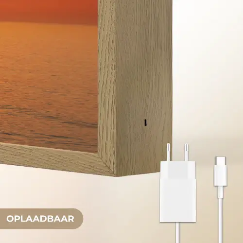 Zonsondergang - Zee - Lucht - Oranje - Horizon - Water Light Box met batterij (Wandlamp) middel -USP_websiteoplaadbaarNL