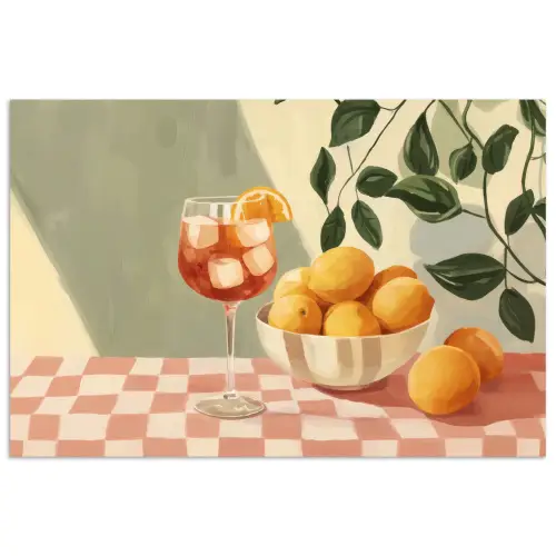 Citroenen - Glas - Tafelkleed - Geblokt poster papier klein -3d