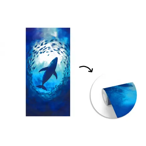 Walvis - Vissen - Donkerblauw fotobehang vinyl groot -3d