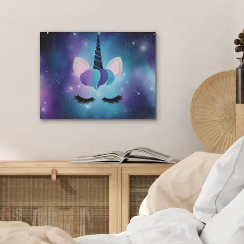 Eenhoorn - Sterrenstelsel - Magisch - Blauw PET vilt klein -sfeer3