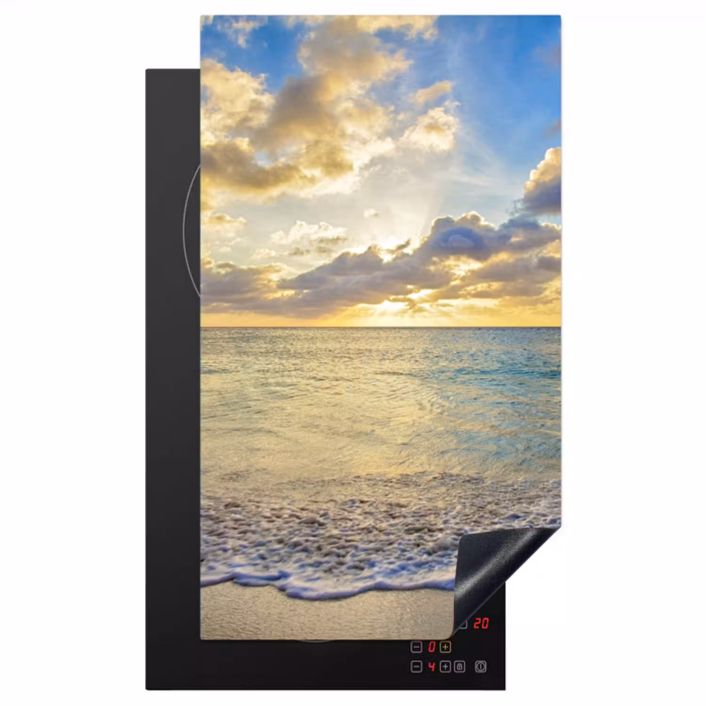 Zee - Strand - Wolken - Zon Inductie beschermer vinyl 3mm middel -3d
