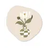 Vaas - Geruit - Bloem - Groen Wandcirkel Organisch Plexiglas middel -3d