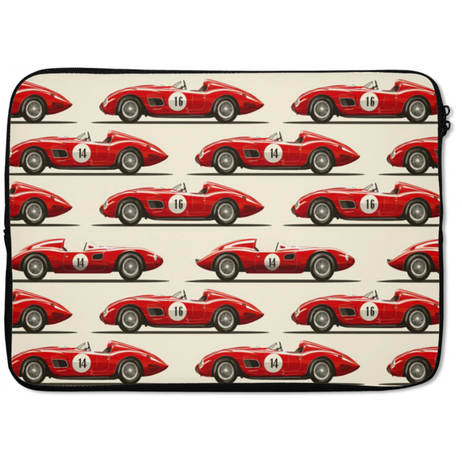 Raceauto - Retro - Rood laptophoes neopreen klein 279 -zkaufland3dotto
