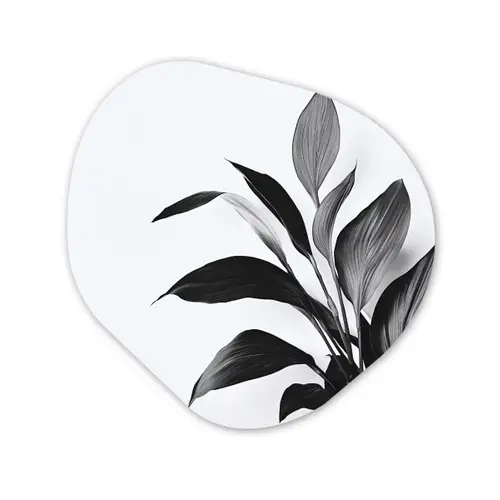 Plant - Bladeren - Minimalistisch - Zwart Wandcirkel Organisch Forex 3mm klein -3d