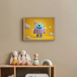 Monster - Snoep - Geel - Kleurrijk Light Box met batterij (Wandlamp kind) middel -sfeer2_kind