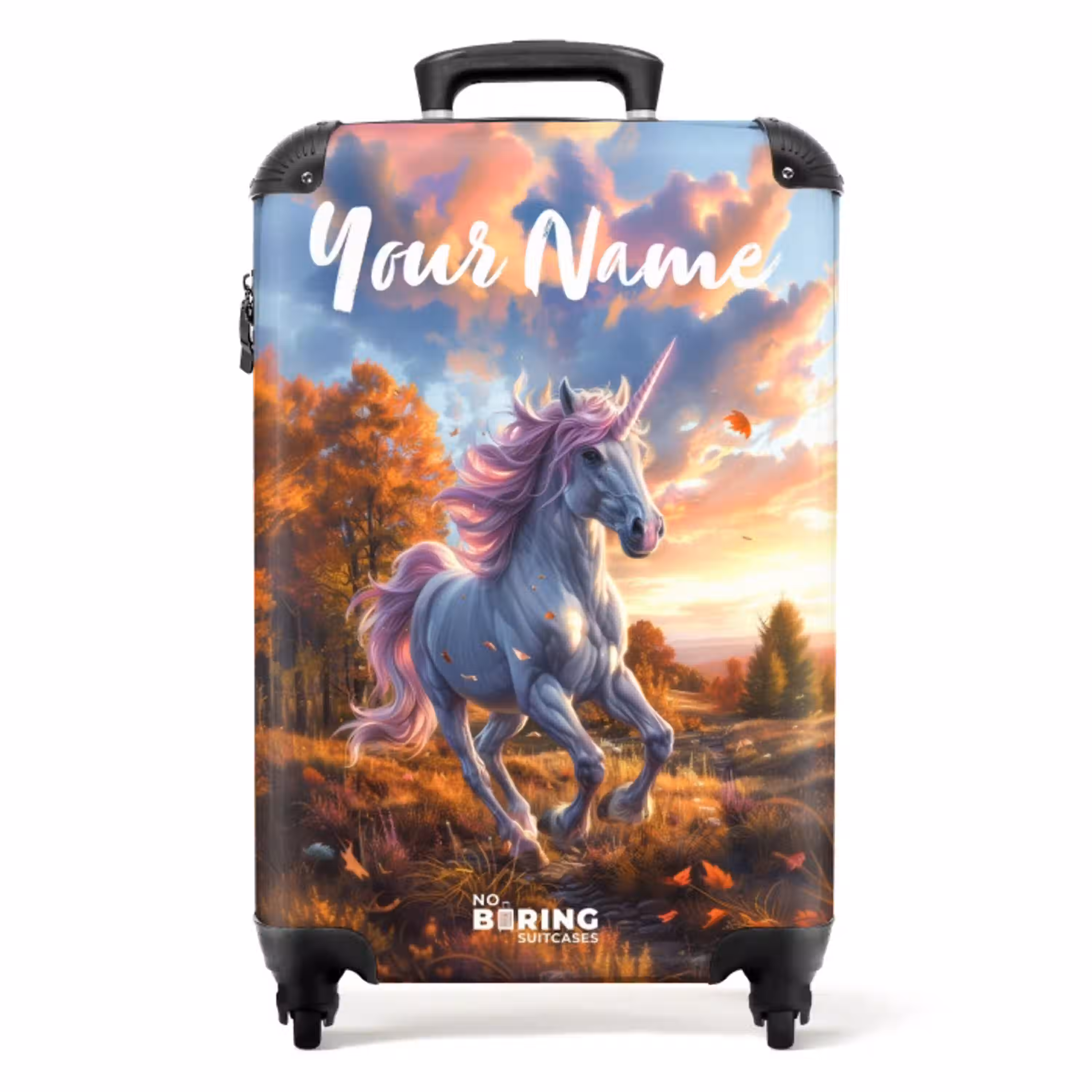 Galopperende Eenhoorn in Herfstwereld NBS - Handbagage koffer - Kinderen Unisex middel -productfoto_recht