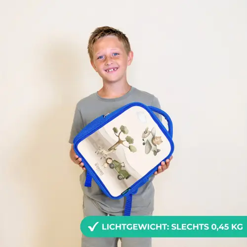 Dieren op safari Kinderrugzak - Blauw middel -sfeer1_NL