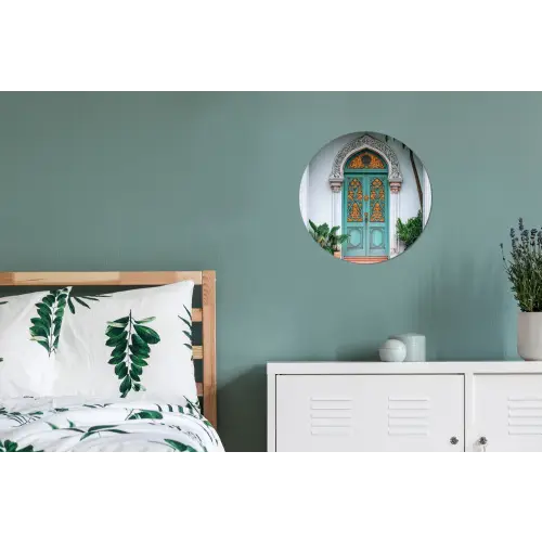 Deur - Patronen - Planten Wandcirkel aluminium klein -slaapkamer