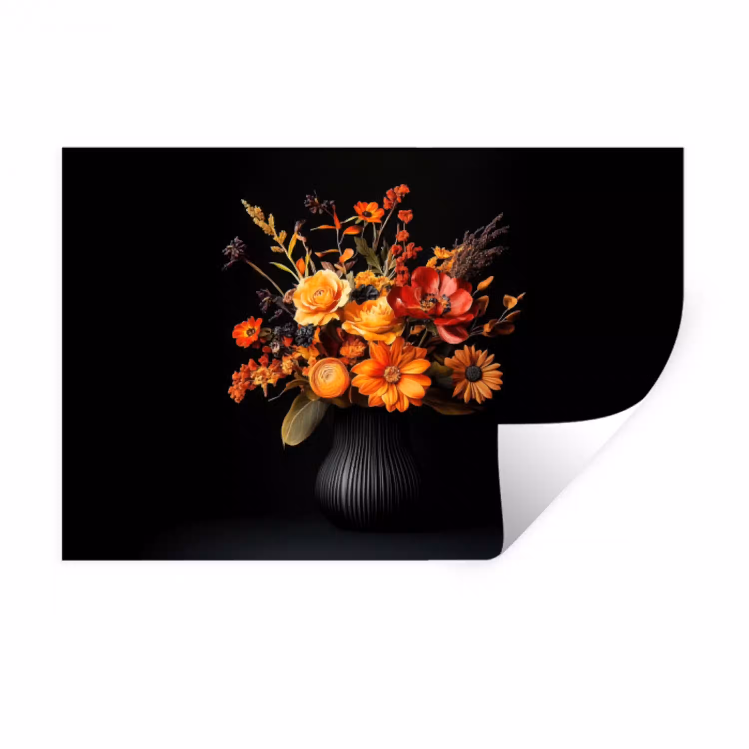 Herfst - Boeket - Oranje Muursticker klein -3d