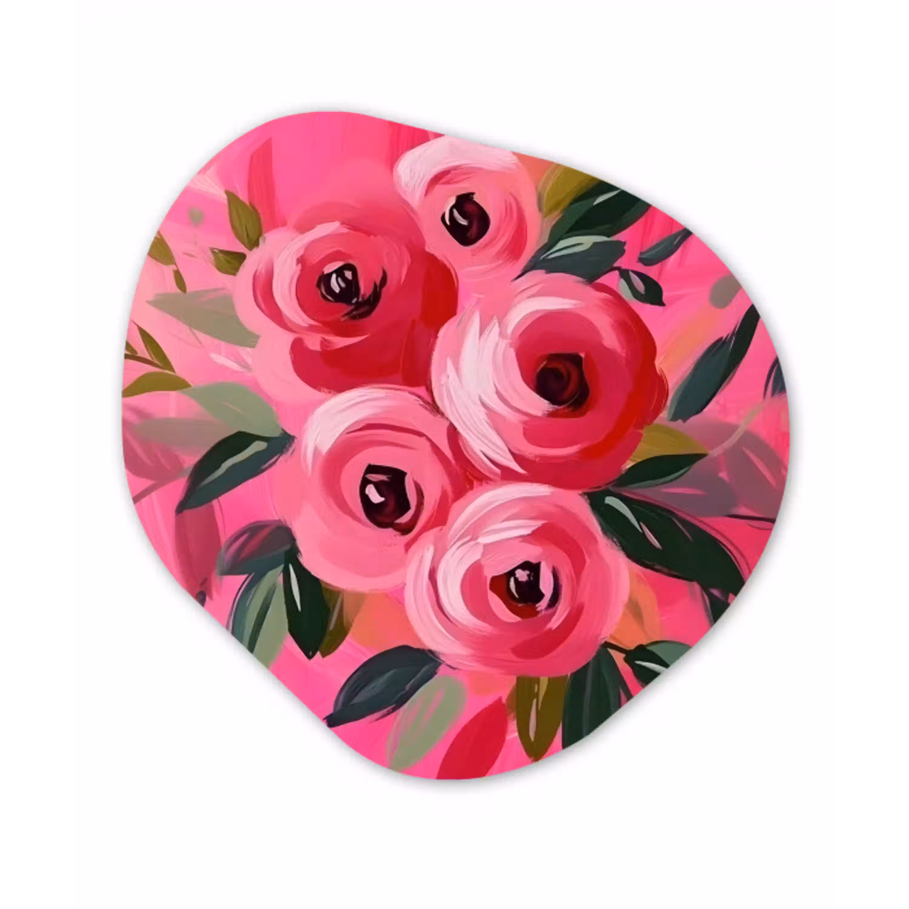 Bloemen - Verf - Roze Wandcirkel Organisch Aluminium middel -3d