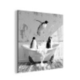 Pinguïns - Vintage - Dieren - Zwart - Wit aluminium wit klein -3d