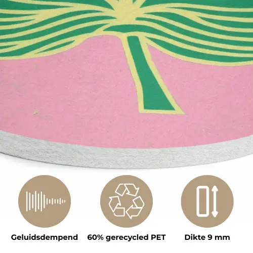 Blad - Groen - Illustratie - Minimalistisch Akoestische PET Vilt - Rond klein -closeup_NL