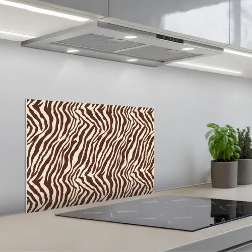 Zebra - Patroon - Zwart - Wit keuken achterwand spatscherm klein 900 -3d_schuin