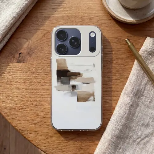 Penseelstreken - Balans - Beige - Bruin Telefoonhoesje iPhone 17 Pro klein -sfeer1