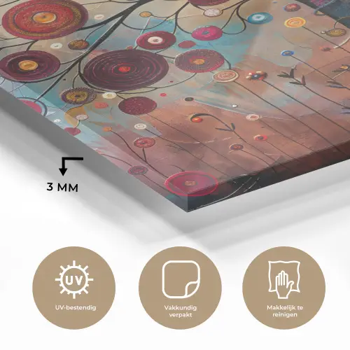 Levensboom - Bloemen - Roze - Hippie - Kunst plexiglas 5mm klein -sfeer2