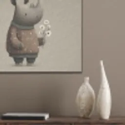 Neushoorn - Witte bloemen - Lief PET vilt klein -sfeer6_closeup