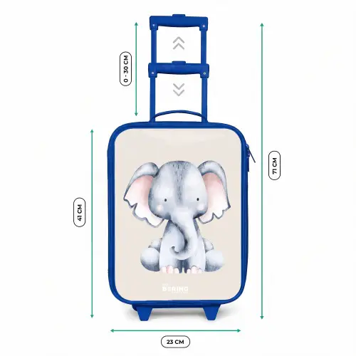 Olifant tekening tegen een beige achtergrond Kinderkoffer - Blauw klein -productfoto_formaten