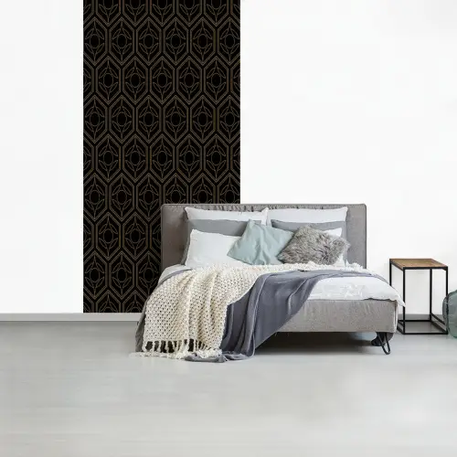 Zwart - Goud - Bloemenkern fotobehang vinyl groot 64 -slaapkamer