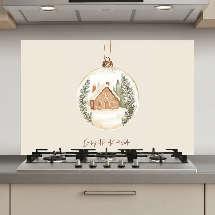 Quote - Winter - Kerst - Beige - Kerstbal keuken achterwand spatscherm klein -3d_website