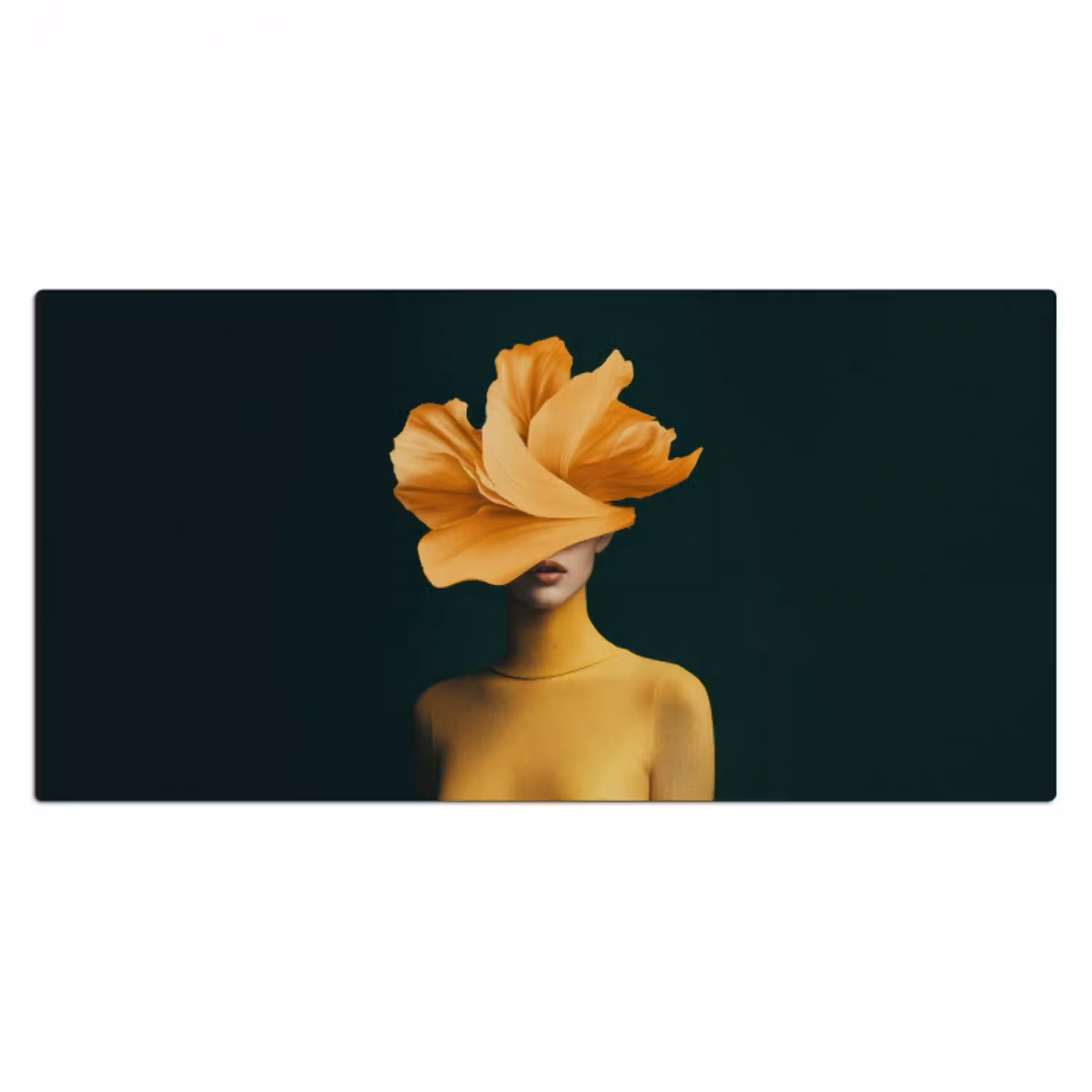 Vrouw - Hoed - Geel Muismat XXL klein -3d_leeg