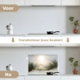 Zand - Gras - Zon keuken achterwand spatscherm klein -voor_na_NL