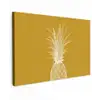 Lijnillustratie - Ananas - Bladkroon - Okergeel Tuinposter op houten frame 2 cm dik klein -3d