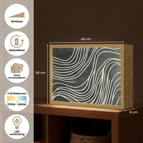 Lijnen - Patroon - Abstract - Wit Light Box met batterij (Wandlamp) middel -USP_websiteoverzichtNL