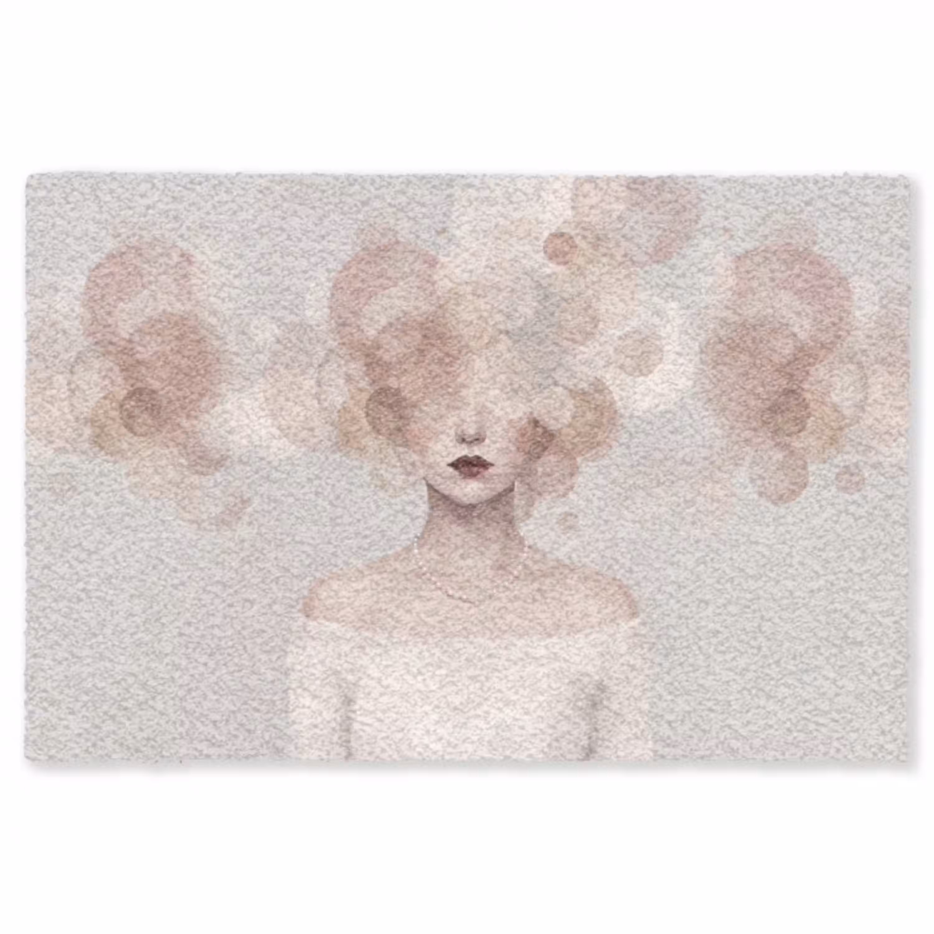 Vrouw - Cirkels - Beige Vloerkleed Rechthoek klein -3d