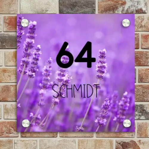 Lavendel - Modern Naambord Vierkant klein -sfeer2