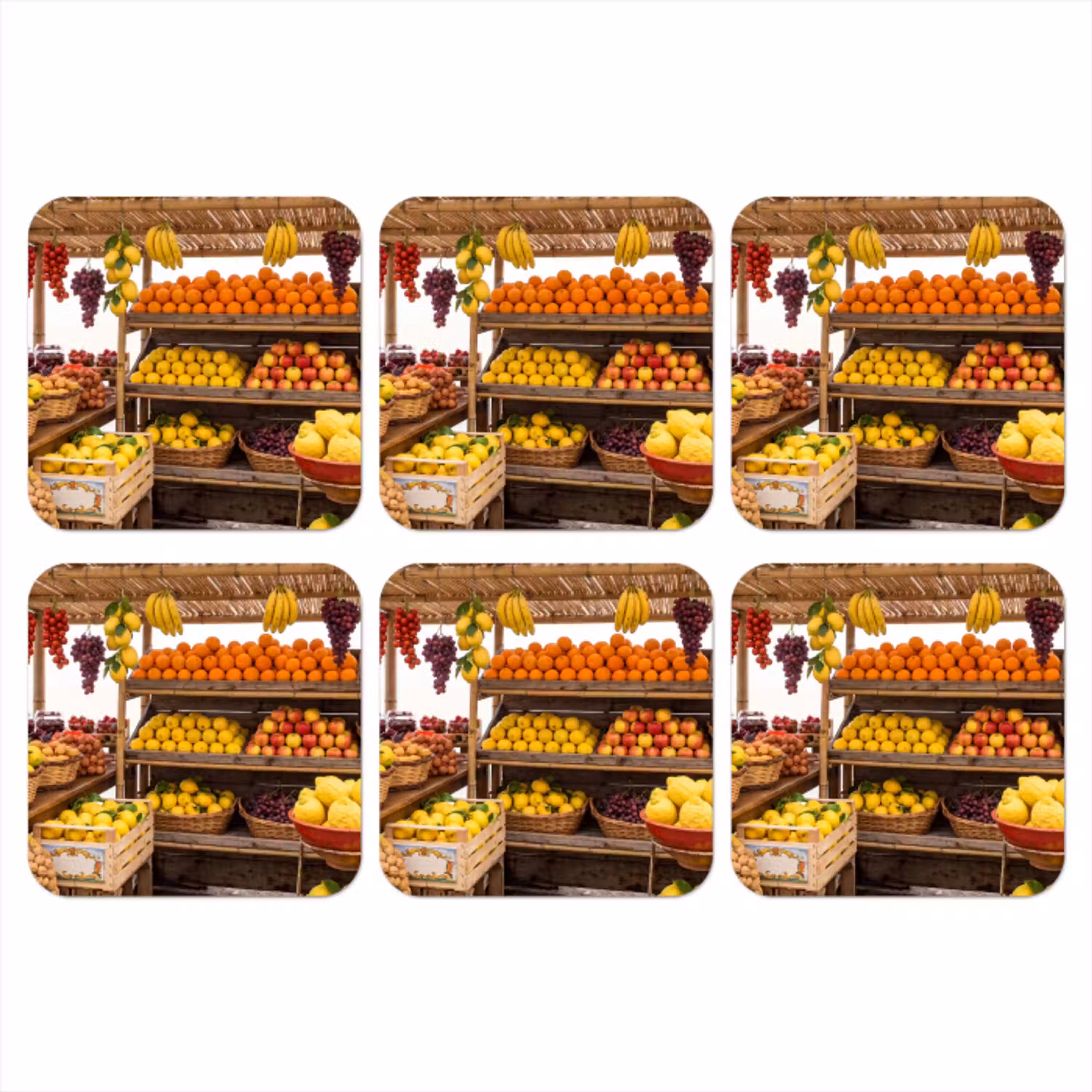 Marktkraam - Fruit - Vers onderzetter kurk middel -3d