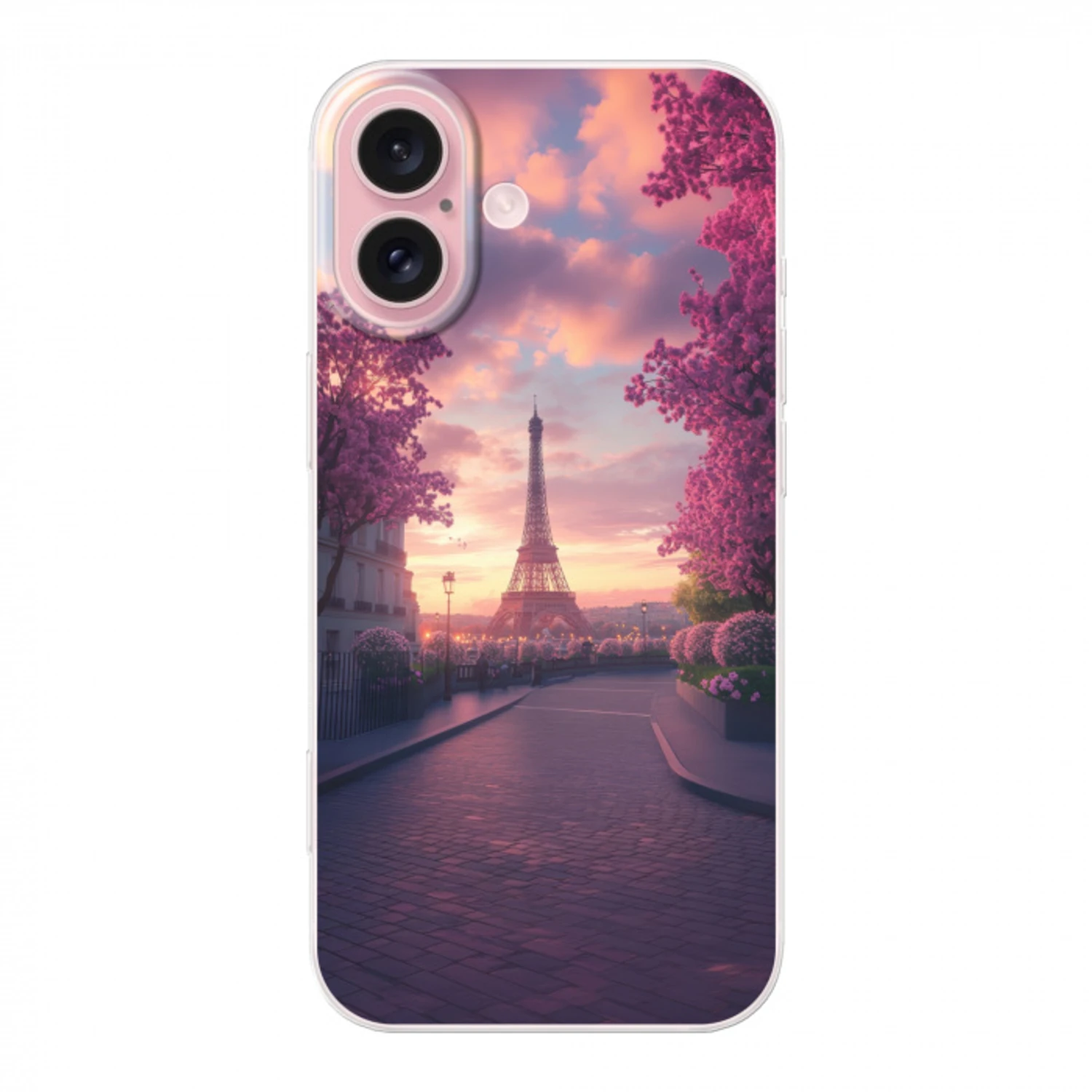 Eiffeltoren - Parijs - Roze Apple iPhone 16 klein -3d