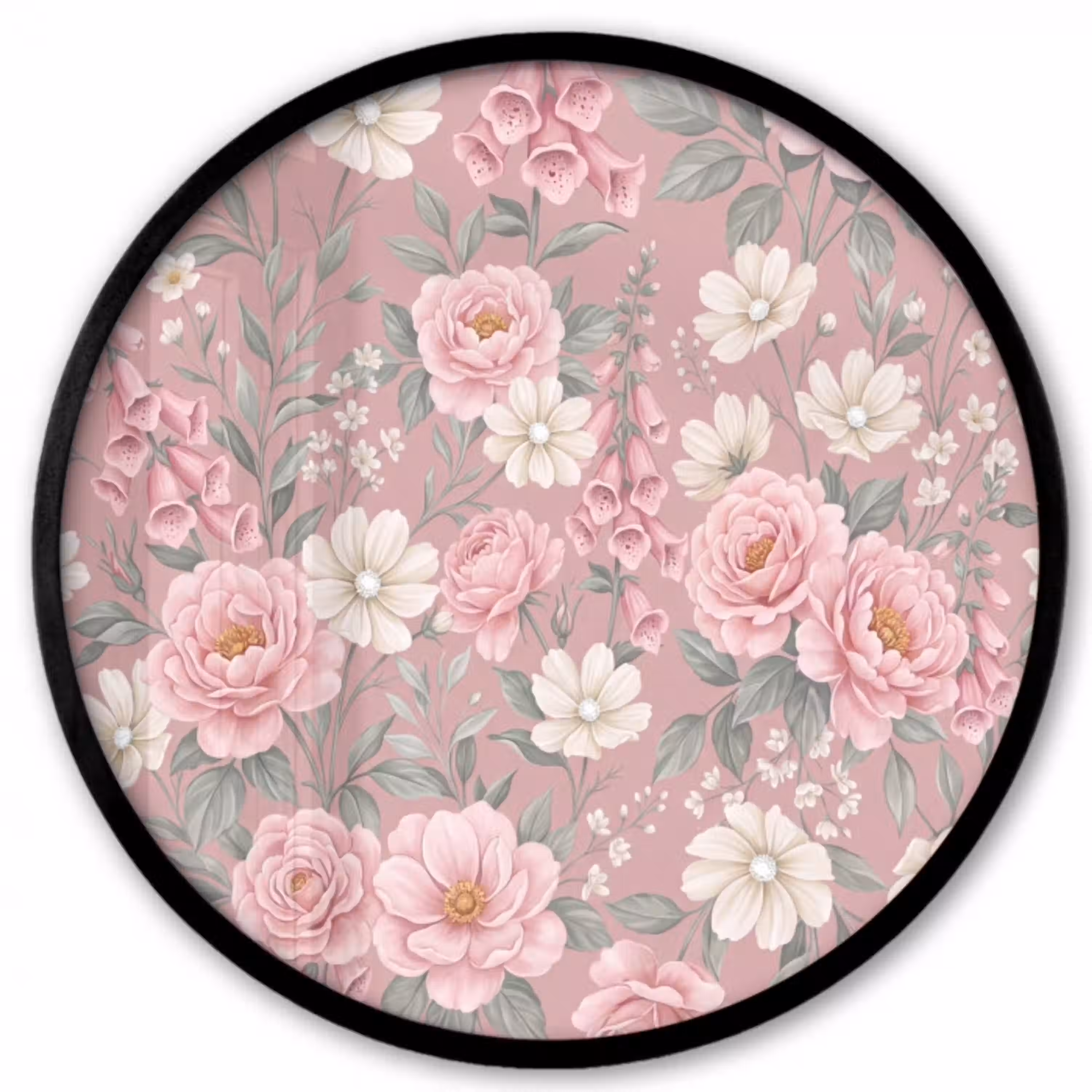 Pioenrozen - Vingerhoedskruid - Pink Fotolijst rond zonder passe partout klein -3d