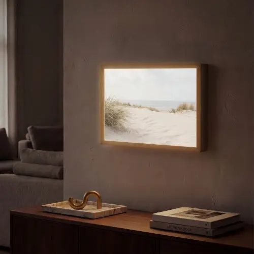 Wolken - Duinlandschap - Zand Light Box met batterij (Wandlamp) middel -sfeer1