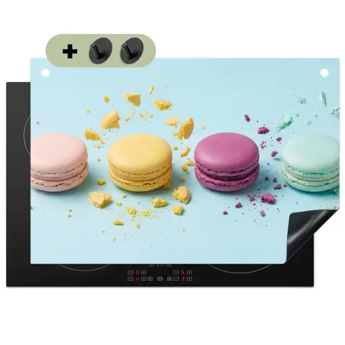 Macarons - Kleurrijk - Pastel Inductie beschemer met haakjes klein -3d