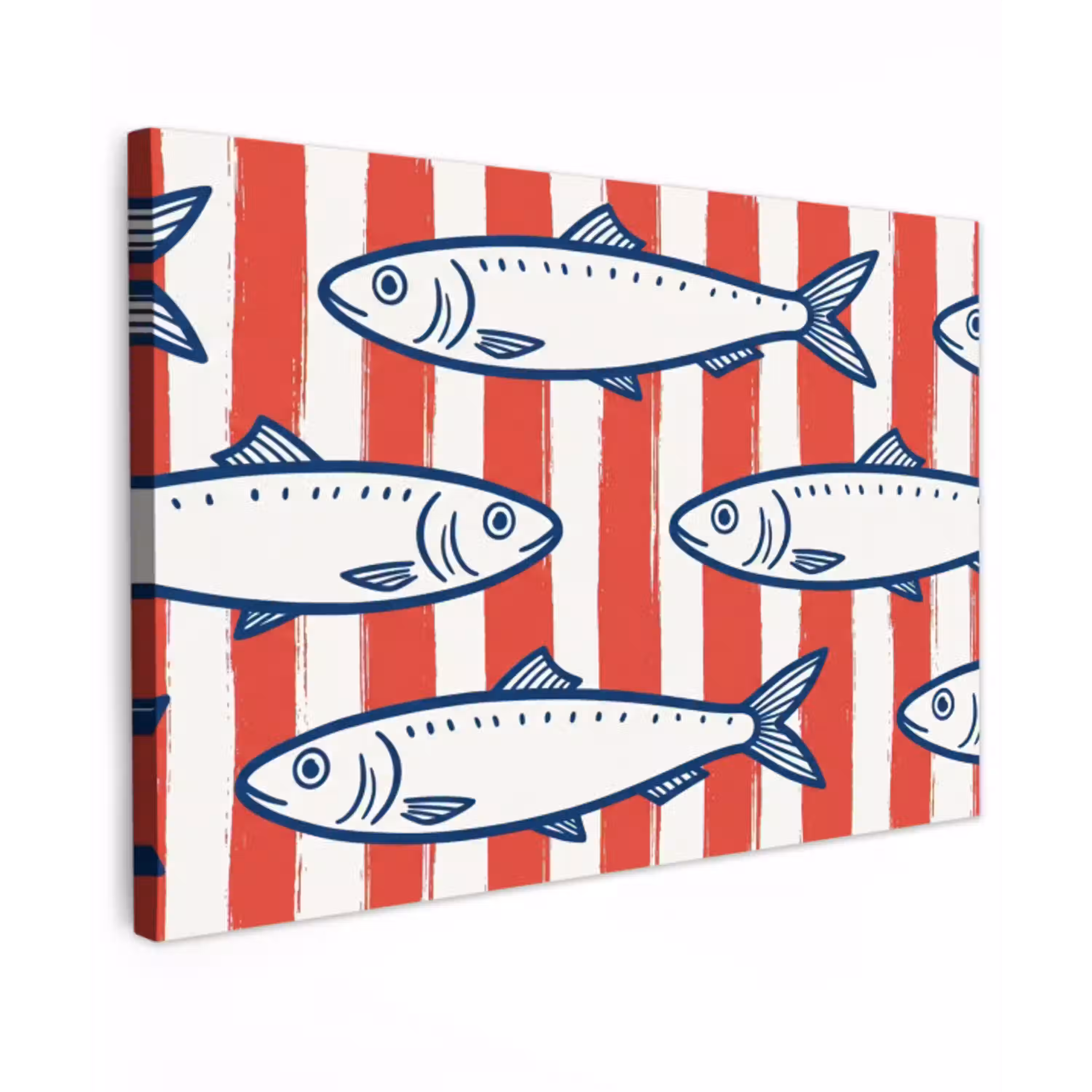 Vis - Patroon - Strepen - Illustratie - Rood Tuinposter op houten frame 2 cm dik klein -3d
