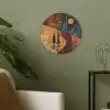Silhouetten - Abstract - Zon - Maan Akoestische PET Vilt - Rond klein -sfeer2