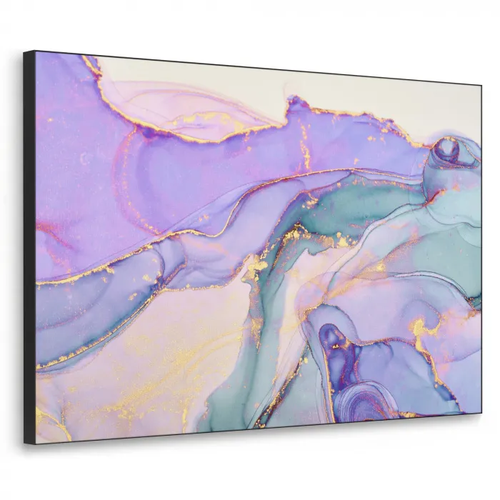 Goud - Marmer - Paars Textielframe zwart klein -3d