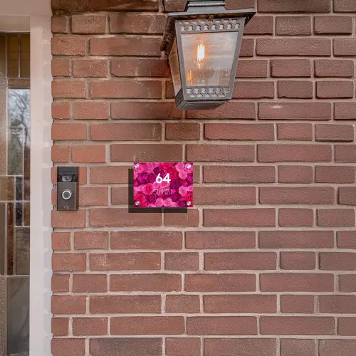 Roze rozen - Modern Naambord Rechthoek middel -sfeer7-rechthoek-S
