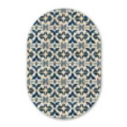 Tegel - Patroon - Blauw - Beige Wandcirkel Ovaal Forex klein 630 -3d