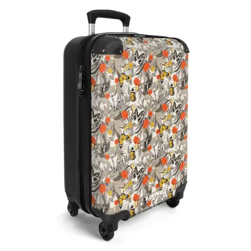 Tropisch vlinder patroon oranje geel NBS - Handbagage koffer - Kinderen Unisex middel -productfoto_3d
