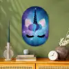 Eenhoorn - Sterren - Magisch - Blauw Wandcirkel Ovaal Forex klein -sfeer2