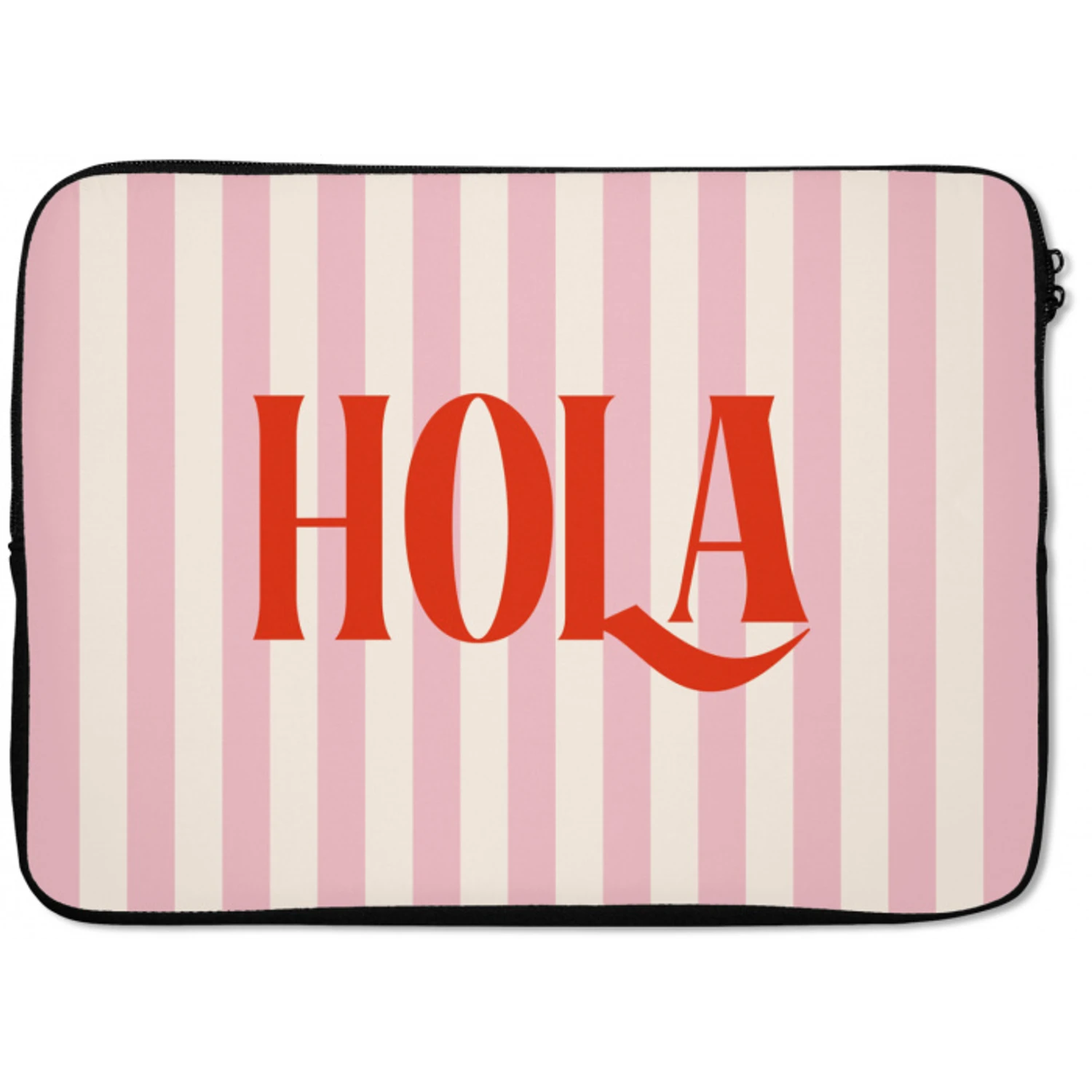 Hola - Quote -  Strepen - Pastel - Roze - Rood - Wit laptophoes neopreen klein -zkaufland3dotto