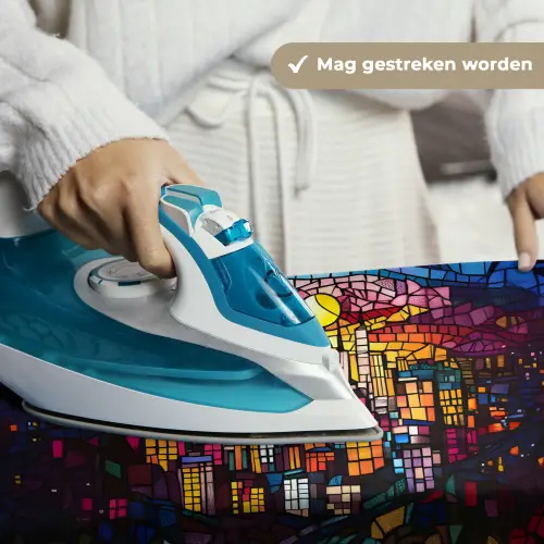 Stad - Maan - Mozaïek - Kleurrijk Wandkleed katoen klein -sfeer9